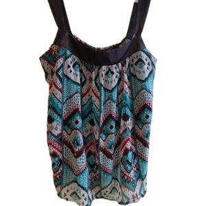 Speechless L‎ Blouse Sleeveless Top Tribal Aztec Southwestern Boho Turquoise